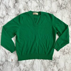 Glenmac vintage VTG made in Scotland 100% cashmere sweater medium masters green